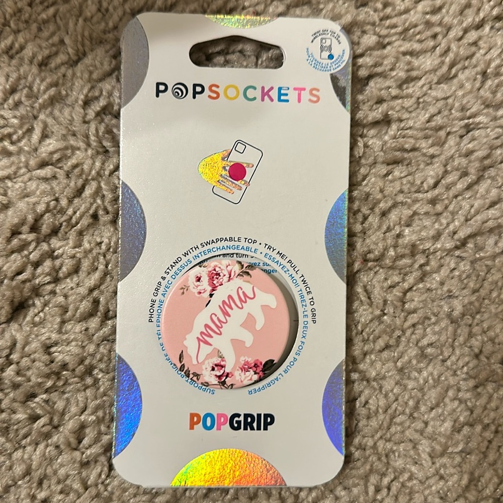 Mama Bear PopSockets Single Grip & Stand Phone Holder Pink Flowers